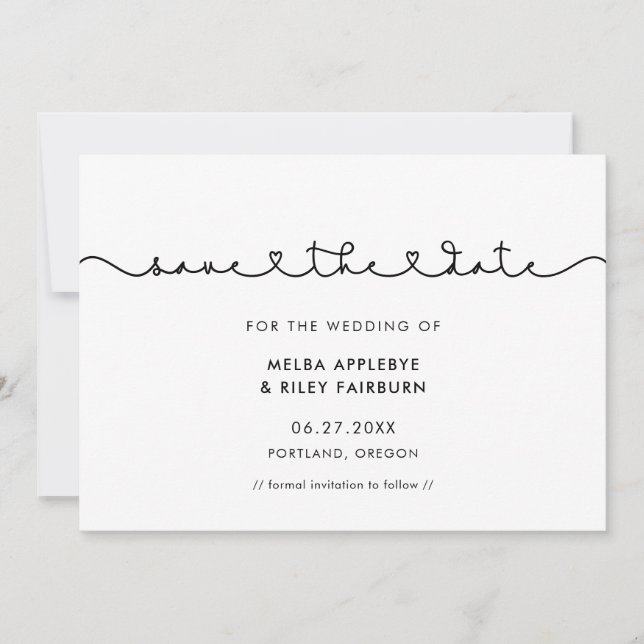 Save The Date Belle police de coeur de connexion (Devant)