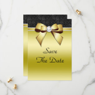 Save The Date Belle Posh Gold & Black Jewel Anniversaire