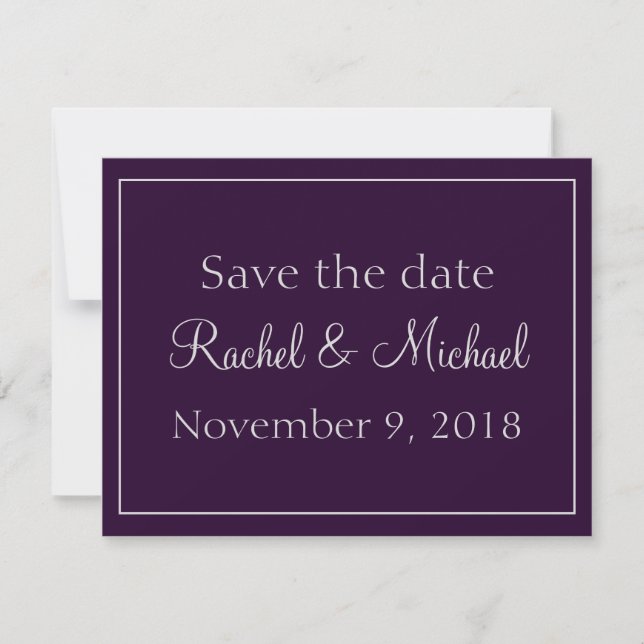 Save The Date Belle prune et argent Sauvez la date (Devant)