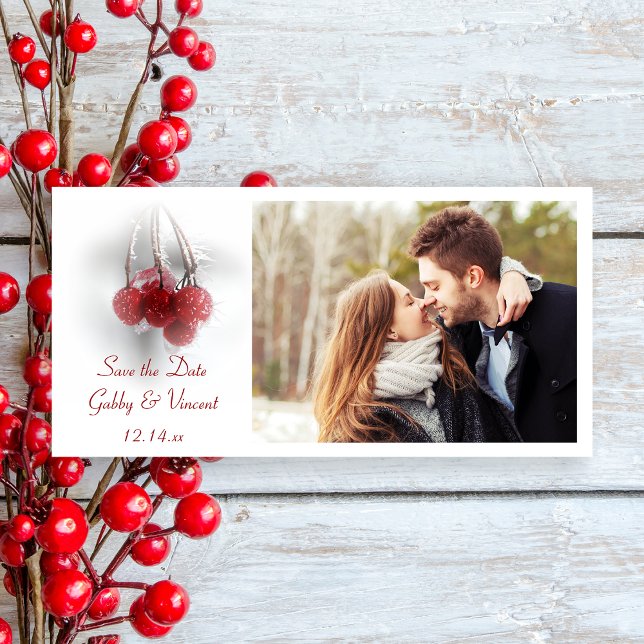 Save The Date Berries rouges Frosty Mariage d'hiver Enregistrer  (Créateur téléchargé)