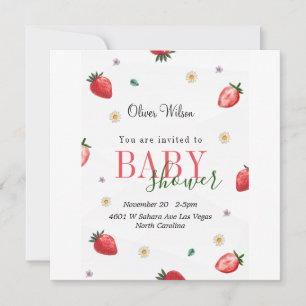 Save The Date Berry Cute Baby shower : Champs de fraises pour to