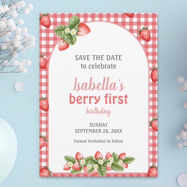Save The Date Berry fraise premier anniversaire Berry Weet (Créateur téléchargé)
