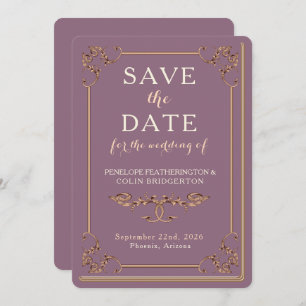 Save The Date Bibliothèque décorative vintage Mauve-frontière