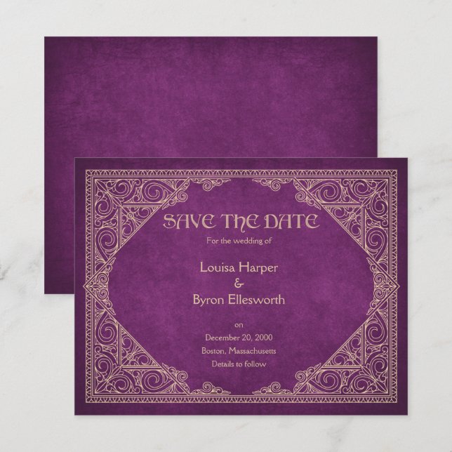 Save The Date Bibliothèque Livre Bourgogne Geek Mariage littérai (Devant / Derrière)