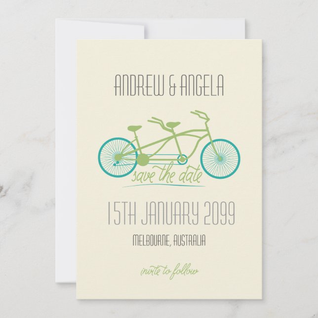Save The Date Bicyclette / Vélo Mariage moderne Enregistrer la d (Devant)
