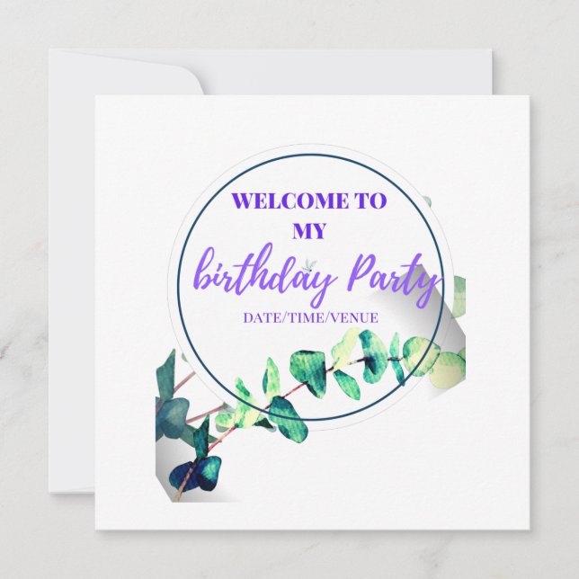 Save The Date Bienvenue à ma fête du jour d'anniversaire (Devant)