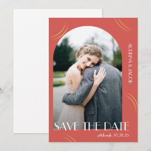 Save The Date Big Typographie Vibrant Rouge Photo Mariage
