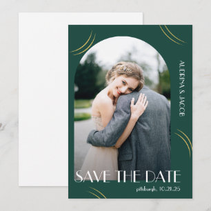 Save The Date Big Typography Emerald Green Photo Mariage