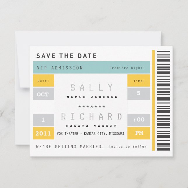 Save The Date Billet concert Enregistrer la date (Devant)