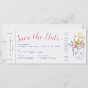 Save The Date Billet de mariage du Yacht Club Naution de sauvega