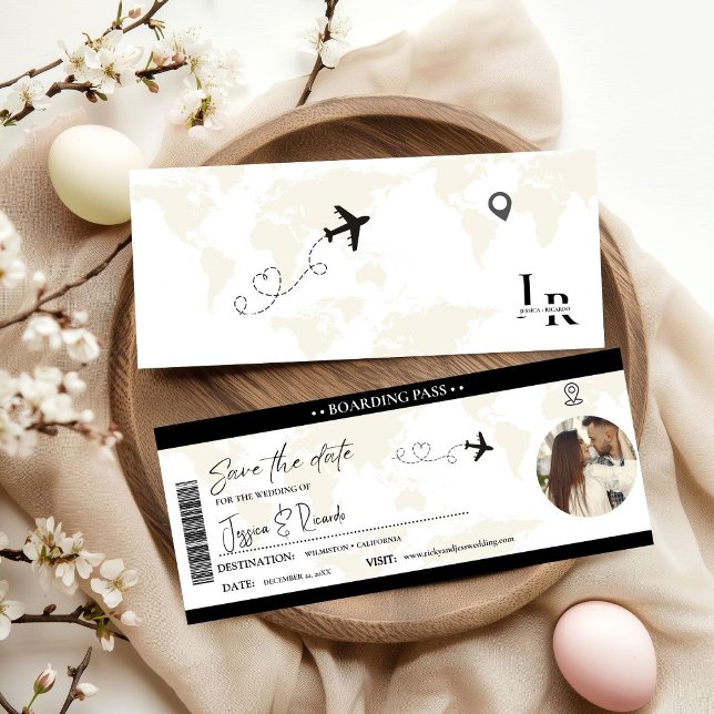 Save The Date Billet d'embarquement élégant moderne pour mariage (Créateur téléchargé)
