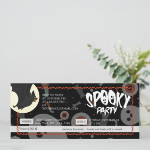 Save The Date Billet Éffrayant d'Halloween noir et gris