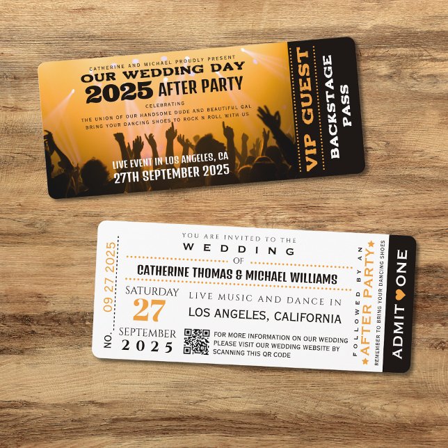 Save The Date Billet VIP de concert de musique avec QR Code (Créateur téléchargé)