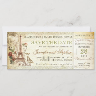 Save The Date Billets d'embarquement Paris pour enregistrer la d