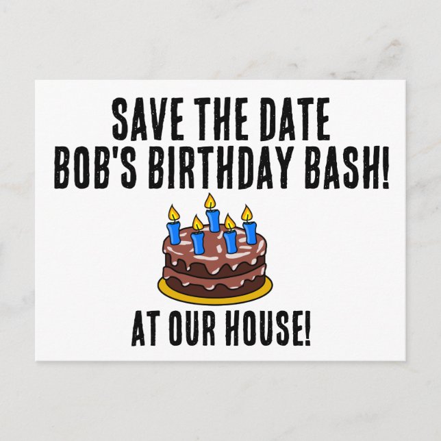 SAVE THE DATE BIRTHDAY CAKE PARTY INVITATIONS (Front)