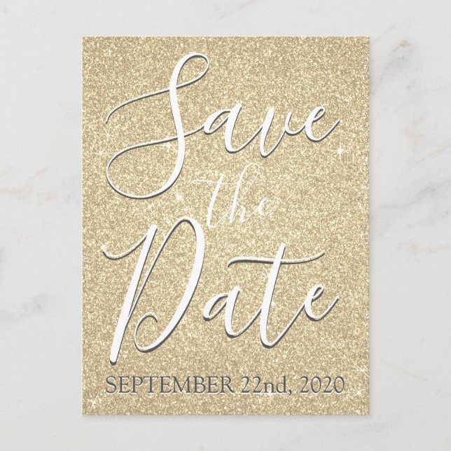 Save the Date Birthday Gold Glitter Announcement Postcard (Front)