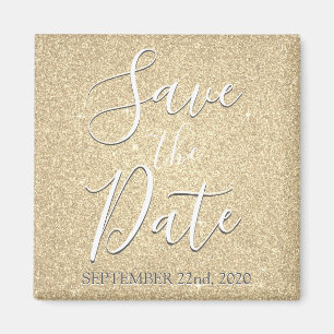 Save the Date Birthday Gold Glitter Sparkle Magnet