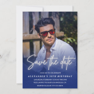 Save the date Birthday Party Photo Navy Invitation
