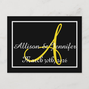 Save the date Black and Gold Announcement Postcard