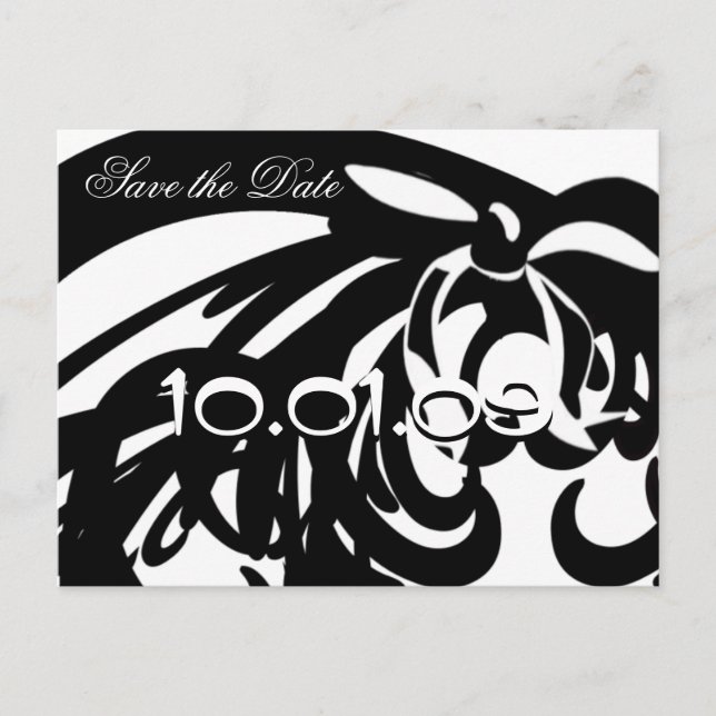 Save The Date Black and White Elegance Announcement Postcard (Front)