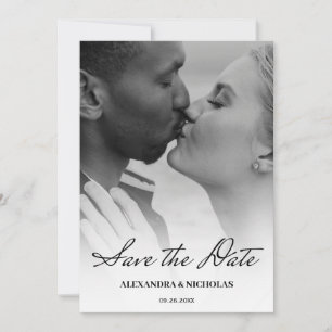 Save The Date Black and White Modern Elegance Photo Enregistrer 
