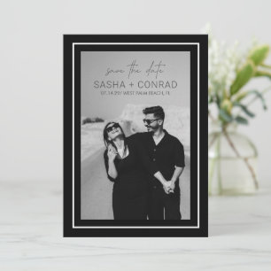 Save The Date Black Bold Bordure photo Mariage moderne