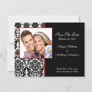 Save The Date Black Damask Photo Enregistrer La Date Annonce
