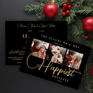 Save The Date Black Exquisite Sophisticated Wedding Xmas 3Photos
