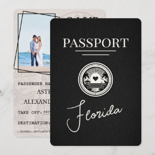 Save The Date Black Florida Passport Enregistrer La Date