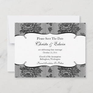 Save The Date Black French Lace Enregistrer La Date Annonce