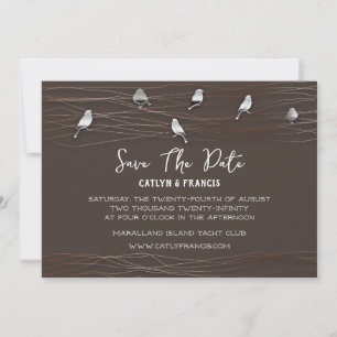 Save The Date Black Gary Custom Foto Cottage Birds Invitation