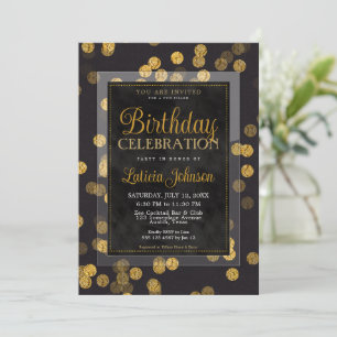 Save The Date Black Gold Confetti fête d'anniversaire