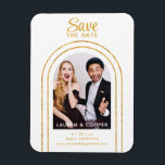 Save The Date Black Gold Stylish Modern Wedding Magnet<br><div class="desc">Save The Date Black Gold Stylish Script Modern Wedding Magnets features your favourite photo inside a golden arch on a white background. Personalize with your text by editing the text in the text boxes provided. Designed for you by ©Evco Studio www.zazzle.com/store/evcostudio</div>