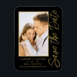 Save The Date Black Gold Stylish Modern Wedding Magnet<br><div class="desc">Save The Date Black Gold Stylish Script Modern Wedding Magnets features a black background with your custom photo. Personalize with your text by editing the text in the text boxes provided. Designed for you by ©Evco Studio www.zazzle.com/store/evcostudio</div>