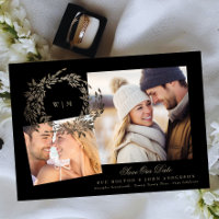 Black Gold sur Ebony Wreath Monogram Mariage photo
