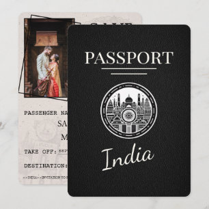 Save The Date Black India Passport Enregistrer La Date