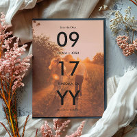 Black Modern Date Typographie Photo Enregistrer la