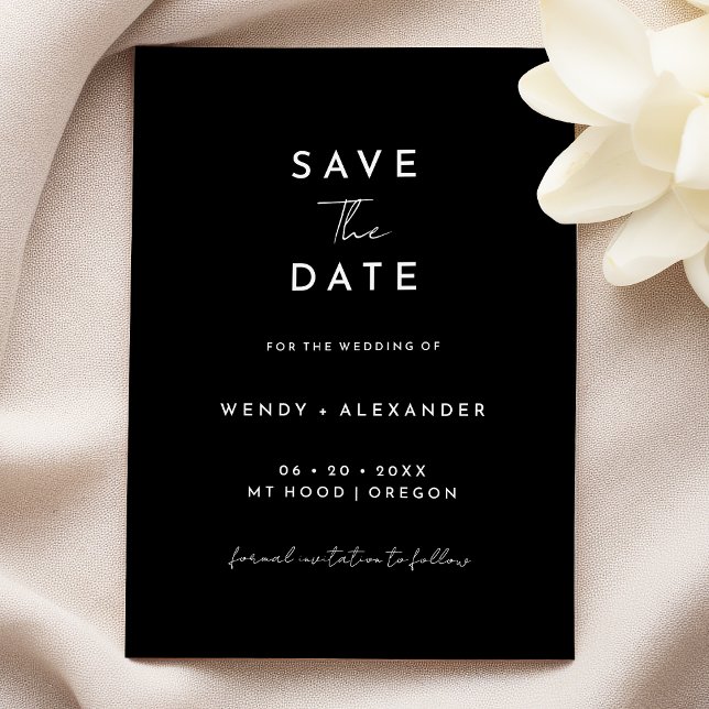Save The Date Black Modern Script Enregistrer La Date (Créateur téléchargé)