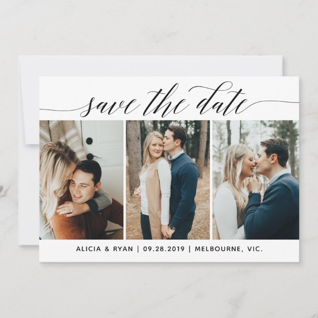 Save The Date Black multiple photos enregistrer la date (Devant)