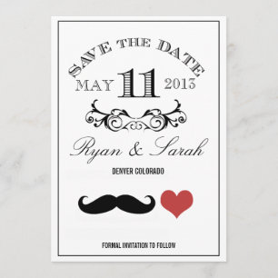Save The Date Black Mustache JOUR de mariage 11 Enregistrer la d