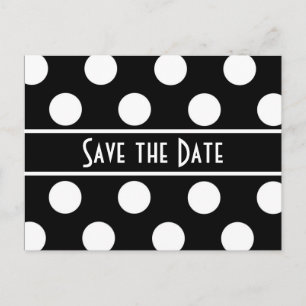 Save the Date Black Polka Dot Photo Postcard