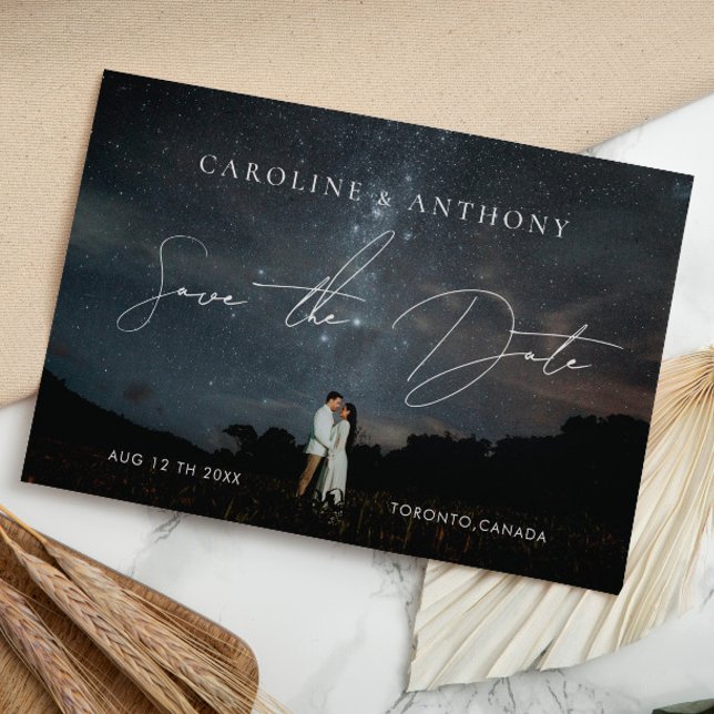 Save The Date Black Purple Magique Or Qr Code Photo (Créateur téléchargé)