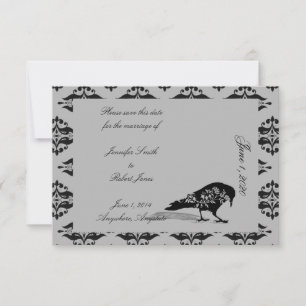 Save The Date Black Raven cadre gothique Mariage Enregistrer la