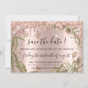Save The Date Black Rose Floral Woodland Drips
