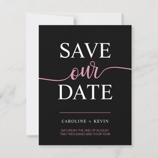 Save The Date Black Rose Mauve SAUVER NOTRE COEUR DATE (Devant)