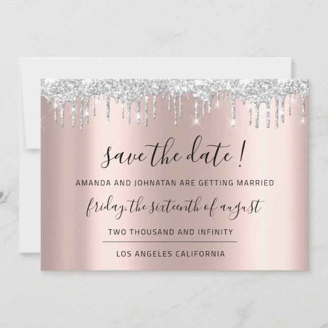 Save The Date Black Rose Silver Grey Grey (Front)