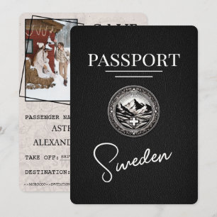Save The Date Black Suède Passeport Enregistrer La Date