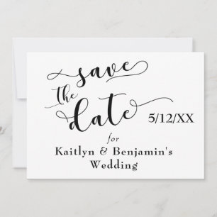 "Save the Date" Black Typography w/ "love" on Back Save The Date