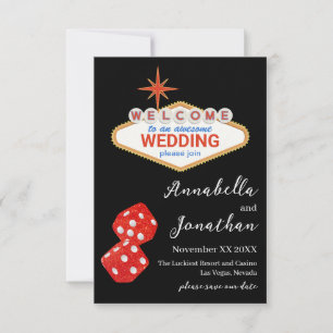 Save The Date Black Welcome to Las Vegas Mariage