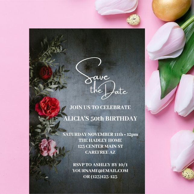Save the Date Black White 50th Birthday Invitation (Creator Uploaded)